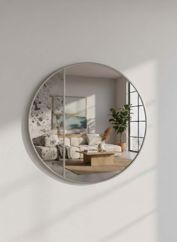 Round Wall Mirror in Silver