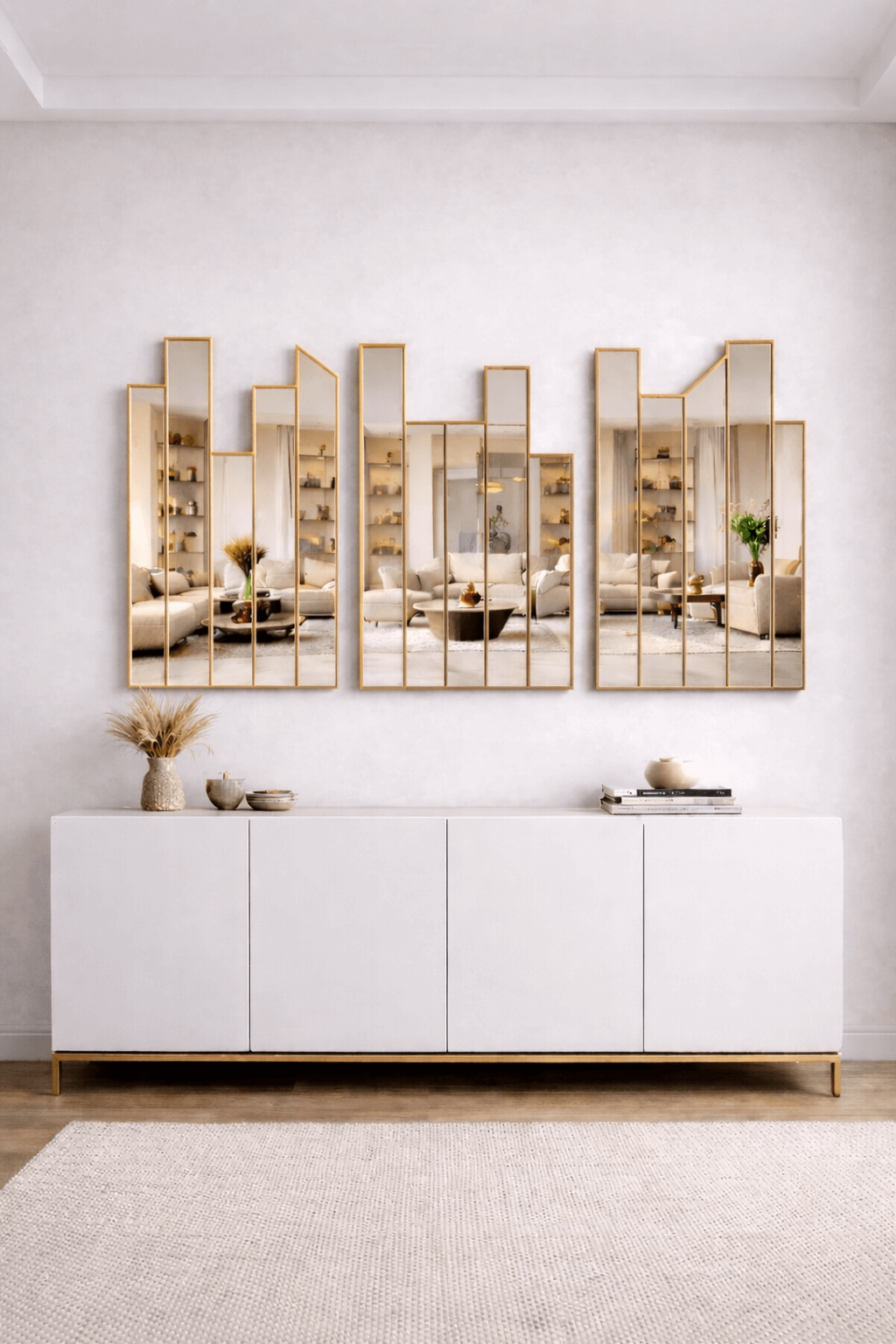 Skyline Wall Mirror in Brass