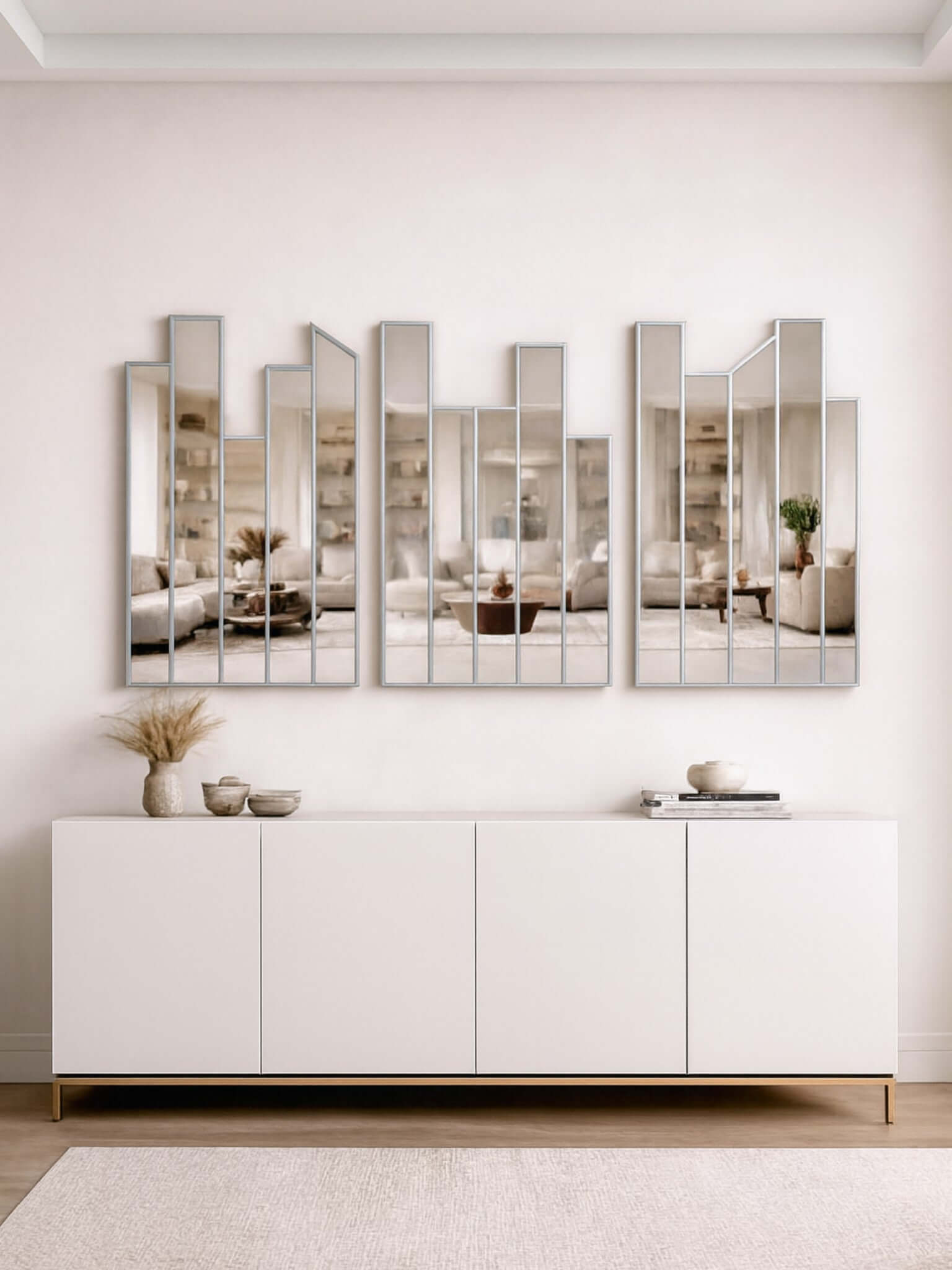 Skyline Wall Mirror in Silver