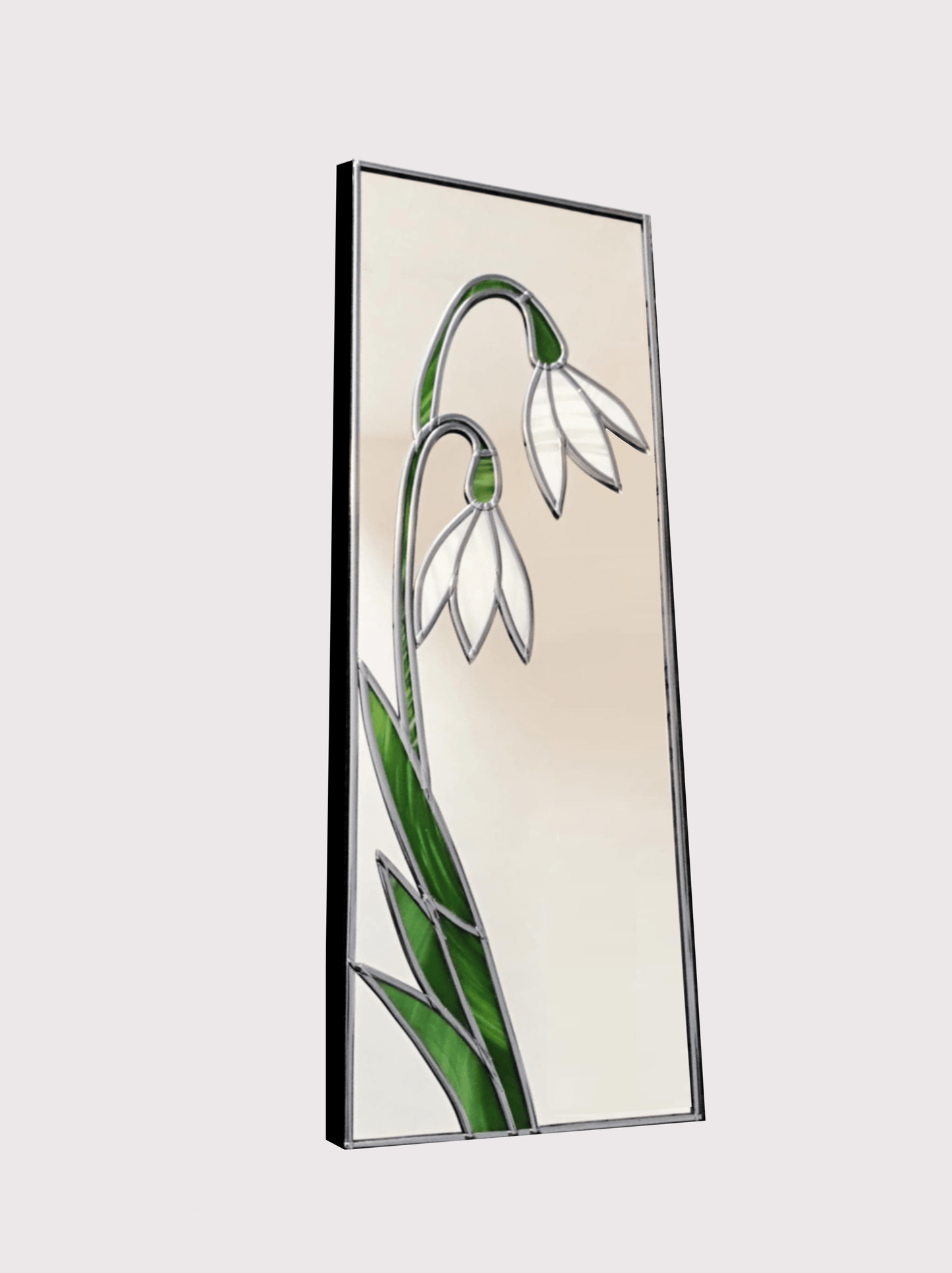 Snowdrops Stained glass wall mirror