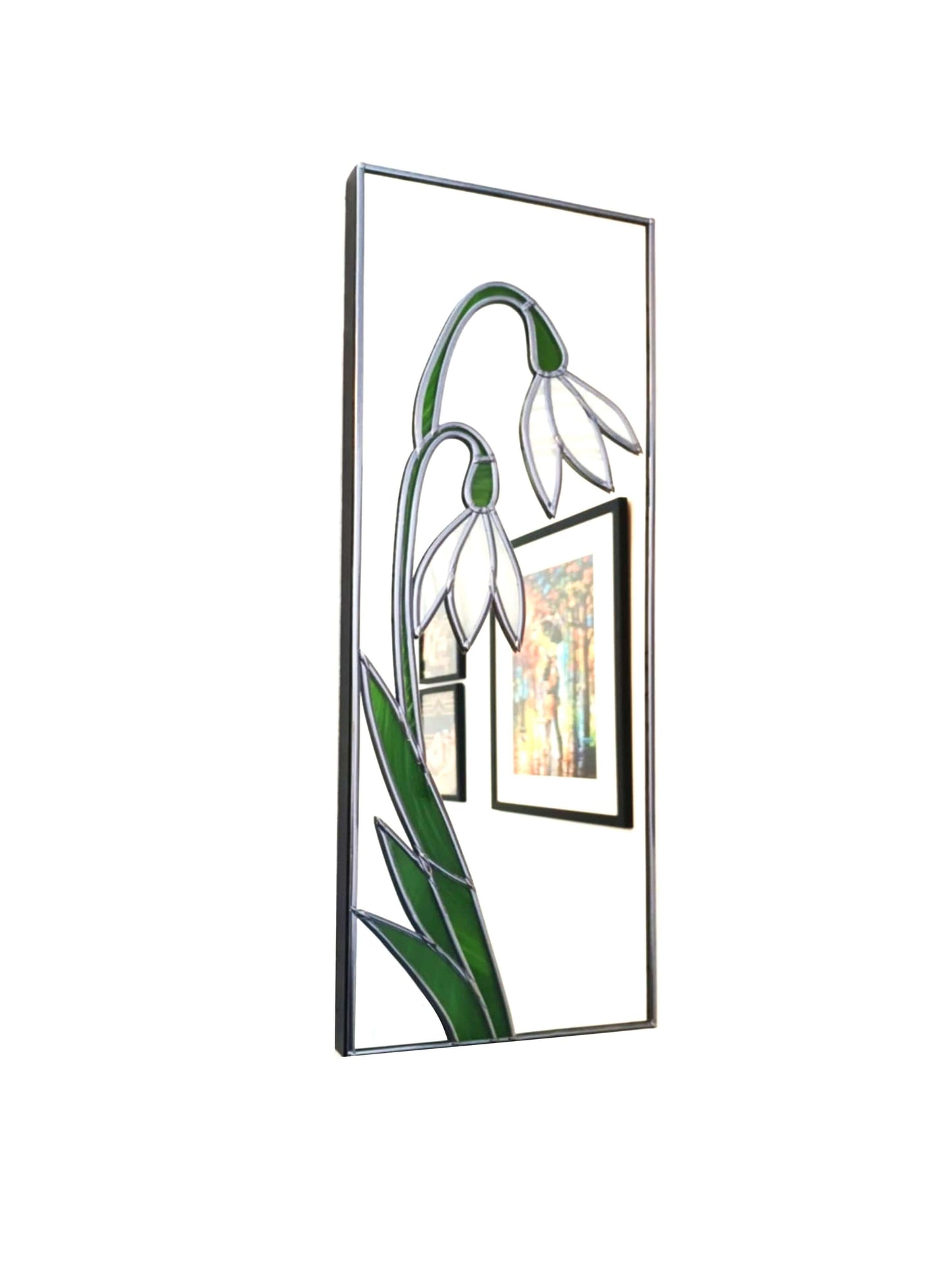 Snowdrops Stained glass wall mirror
