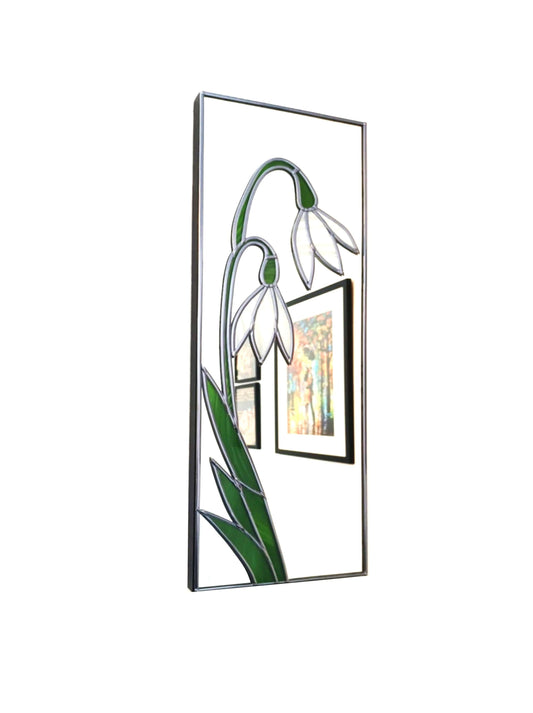 Snowdrops Stained glass wall mirror