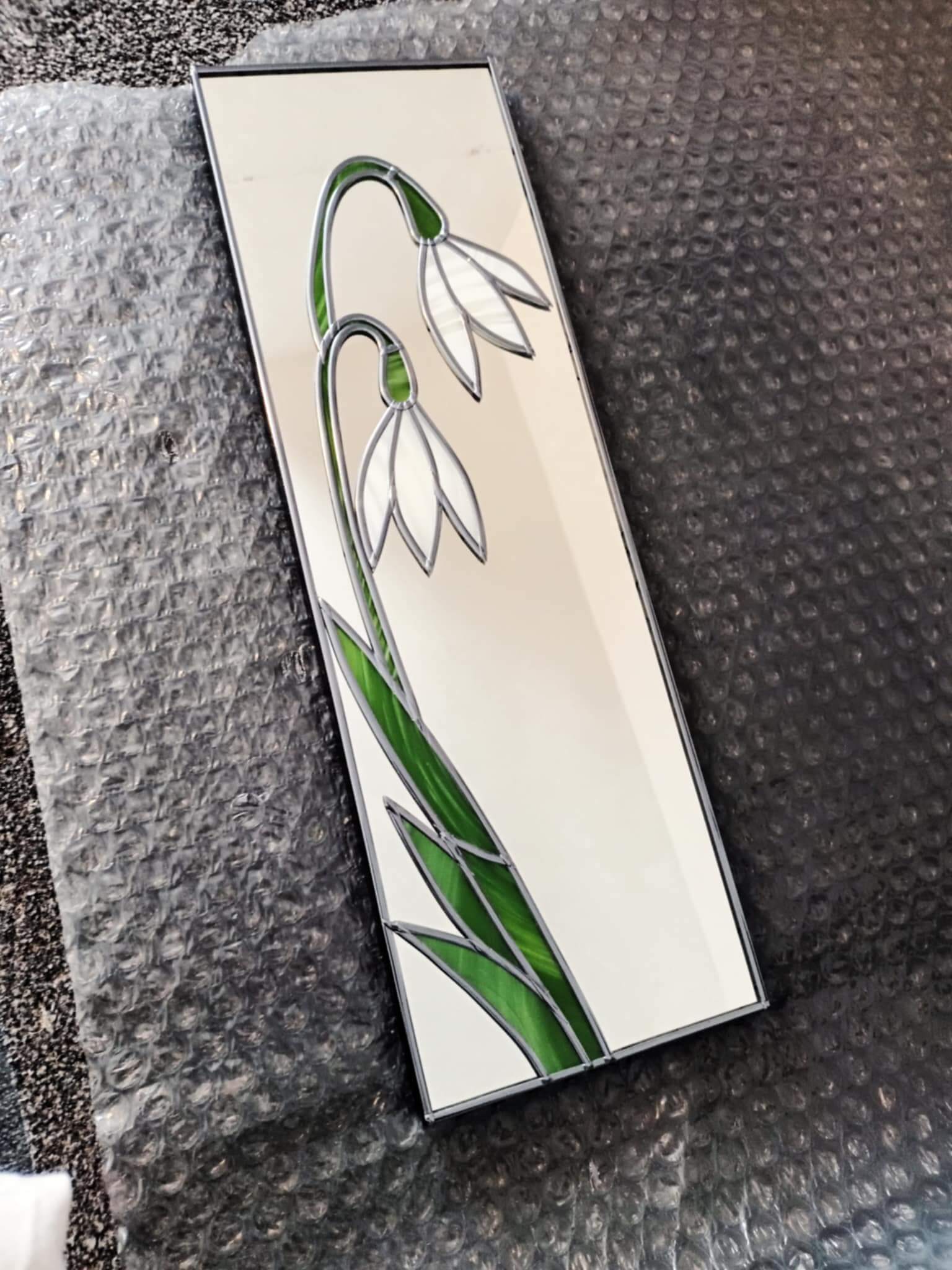 Snowdrops Stained glass wall mirror