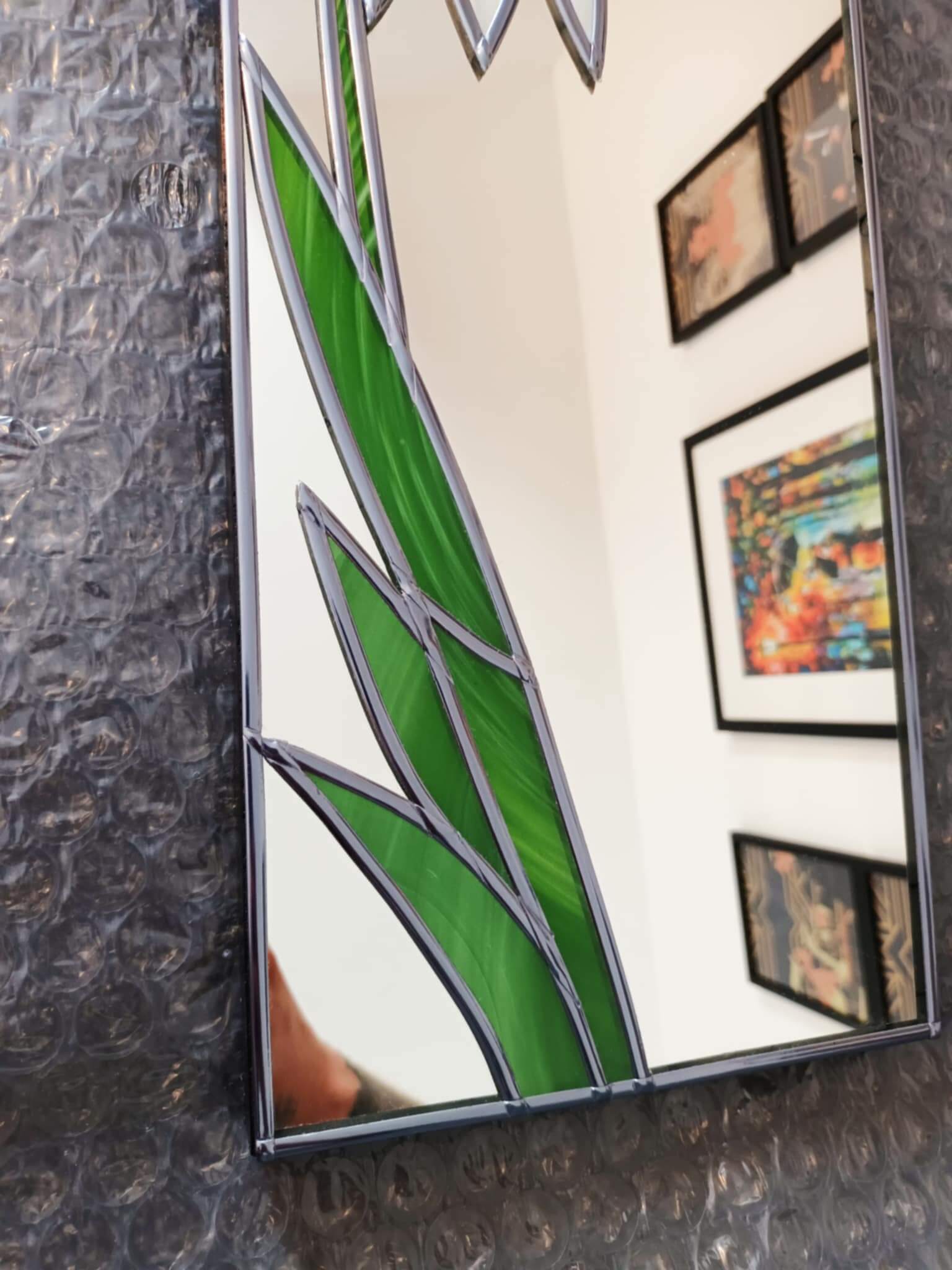 Snowdrops Stained glass wall mirror
