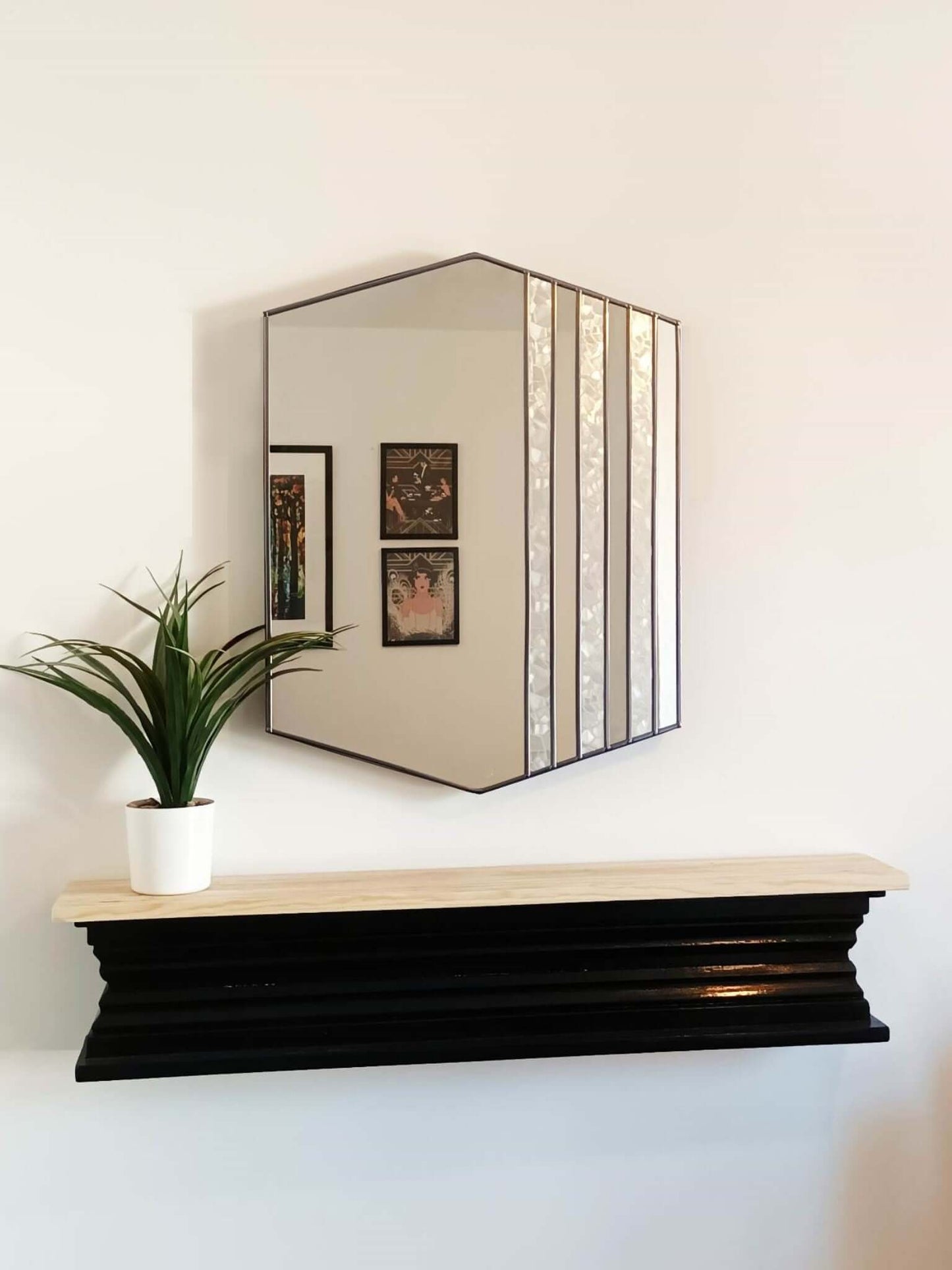 stain glass art deco wall mirror