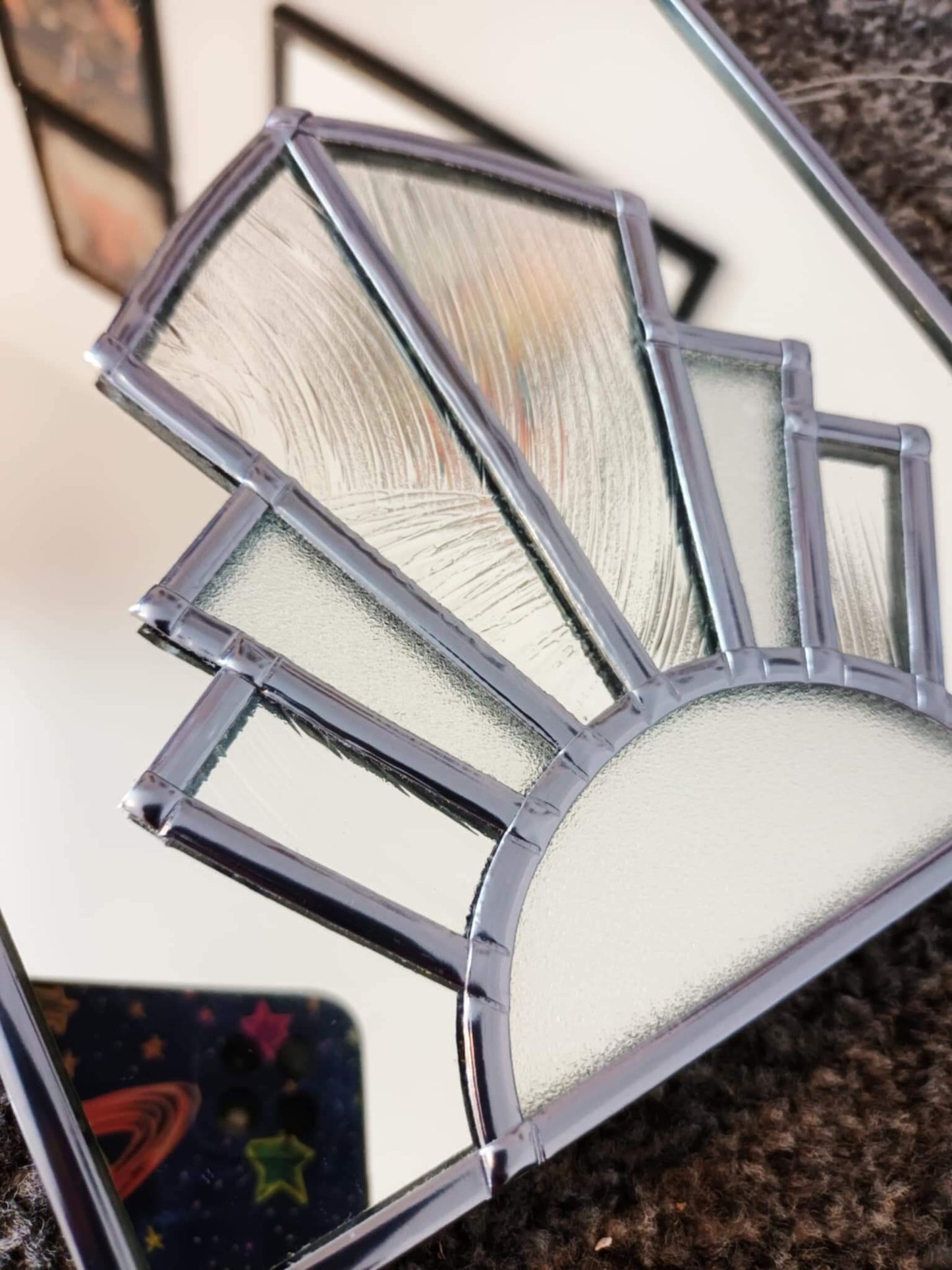 Ray of Deco Decorative Art Deco Stained Glass Style Wall Mirror