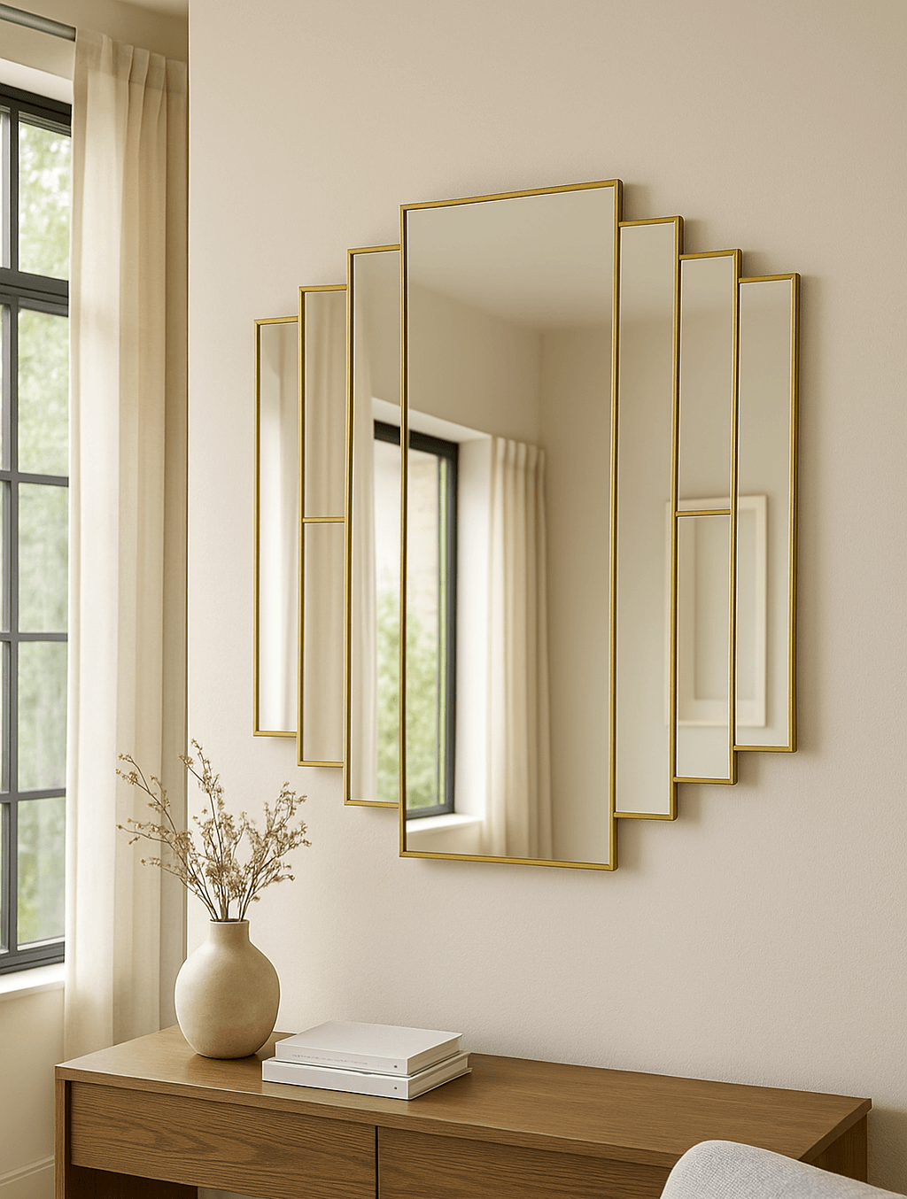 Supreme Art Deco Mirror in Brass
