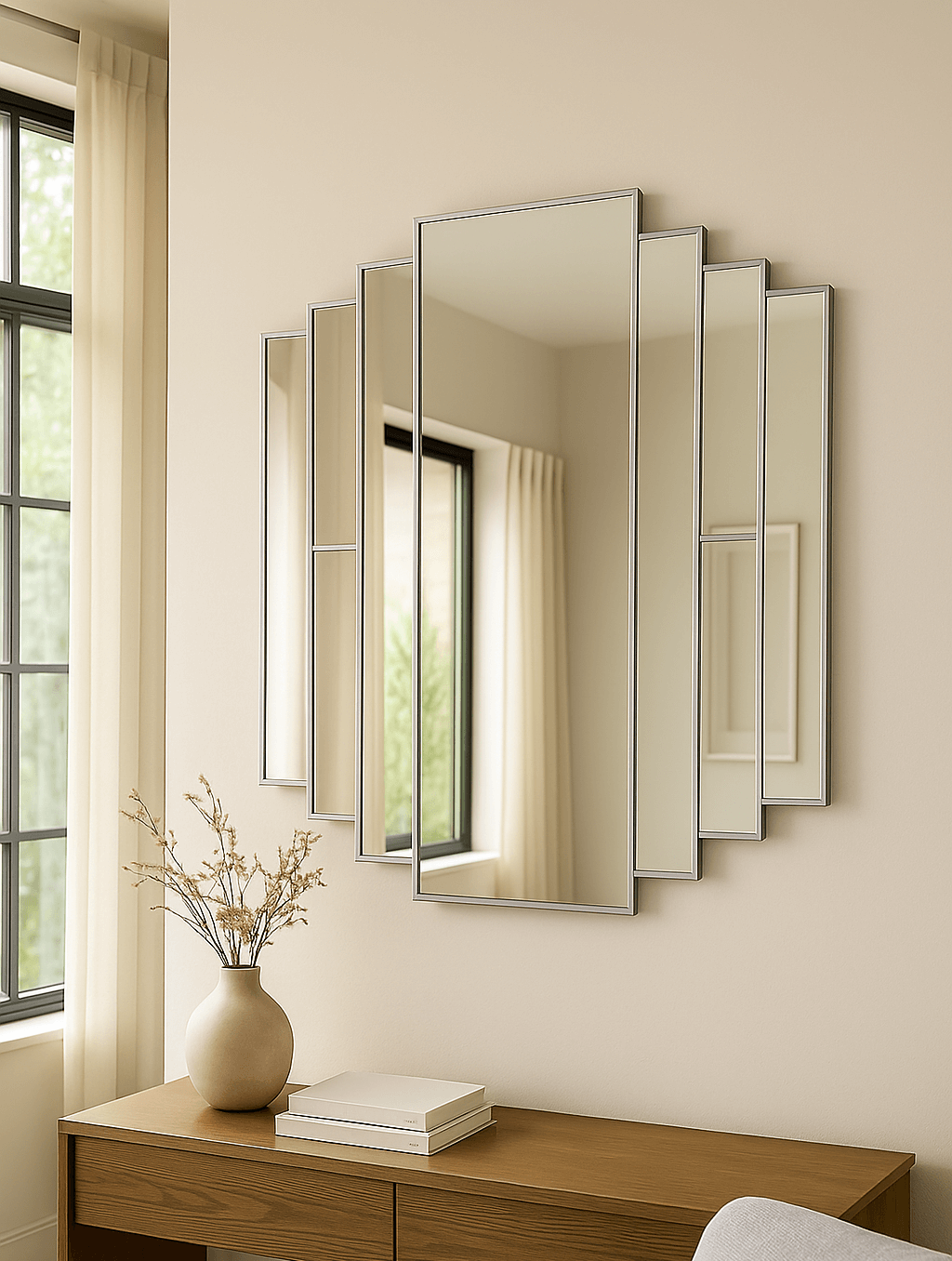 Supreme Art Deco Mirror in Silver
