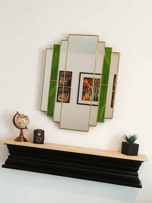 Green Stain Glass Art Deco Large mirror
