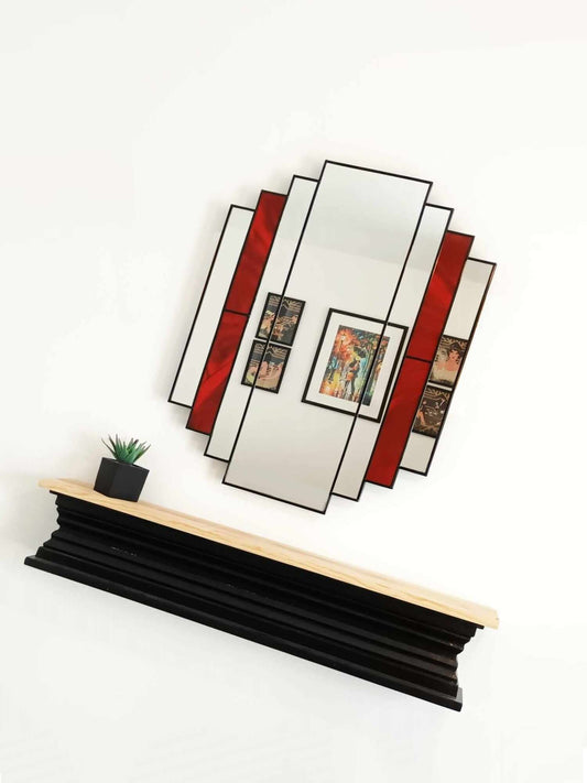 Luxury Red Art Deco Wall Mirror