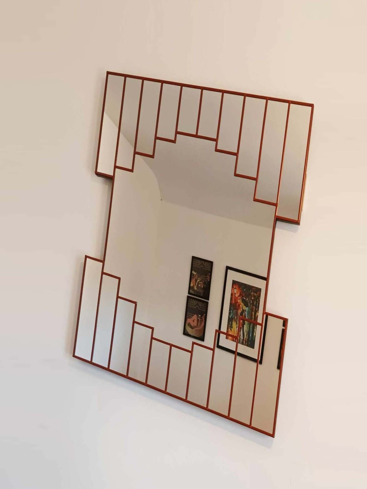 The Double Step Art Deco Wall Mirror in Copper Trim