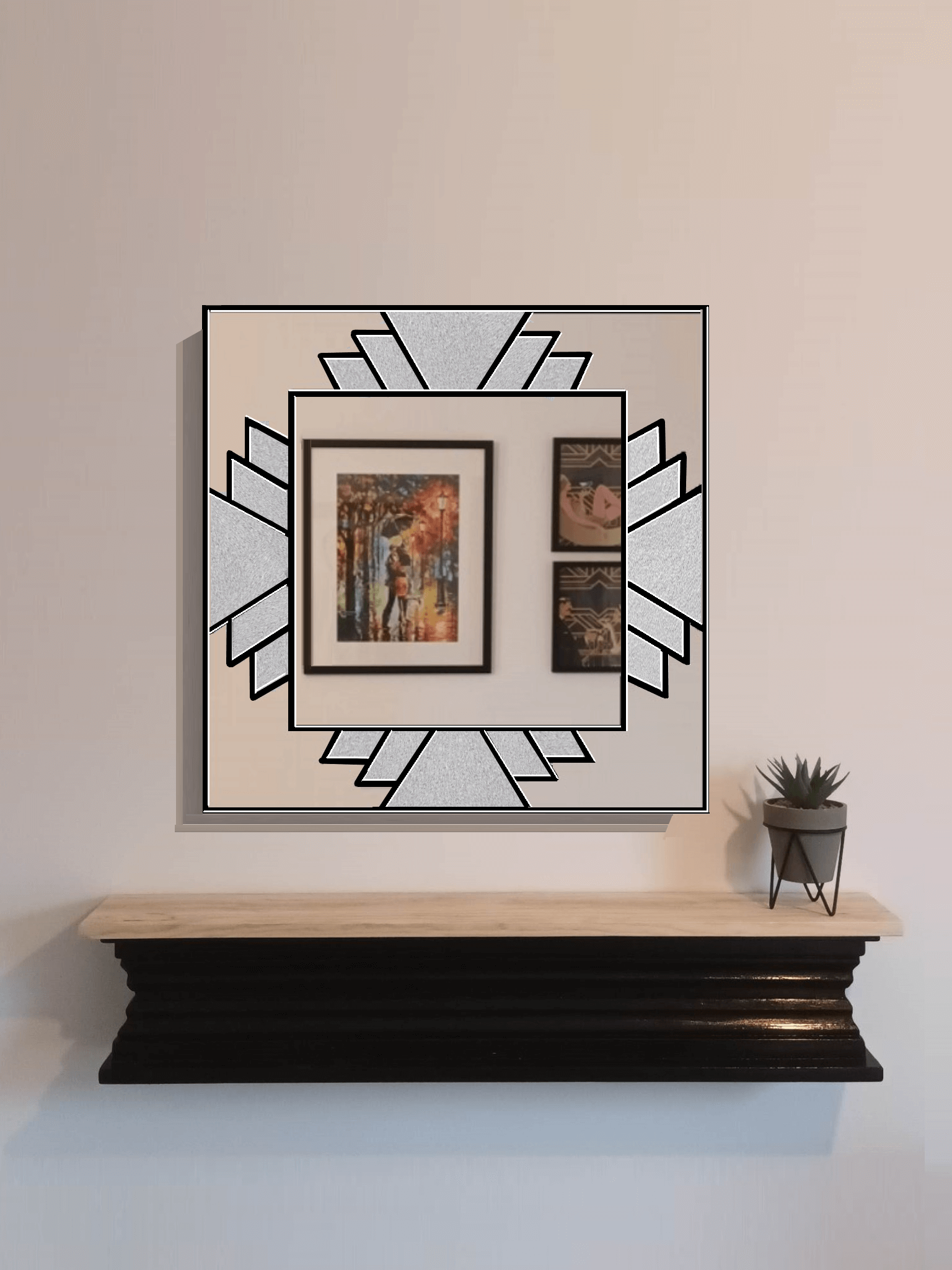 Large black stain glass mirror