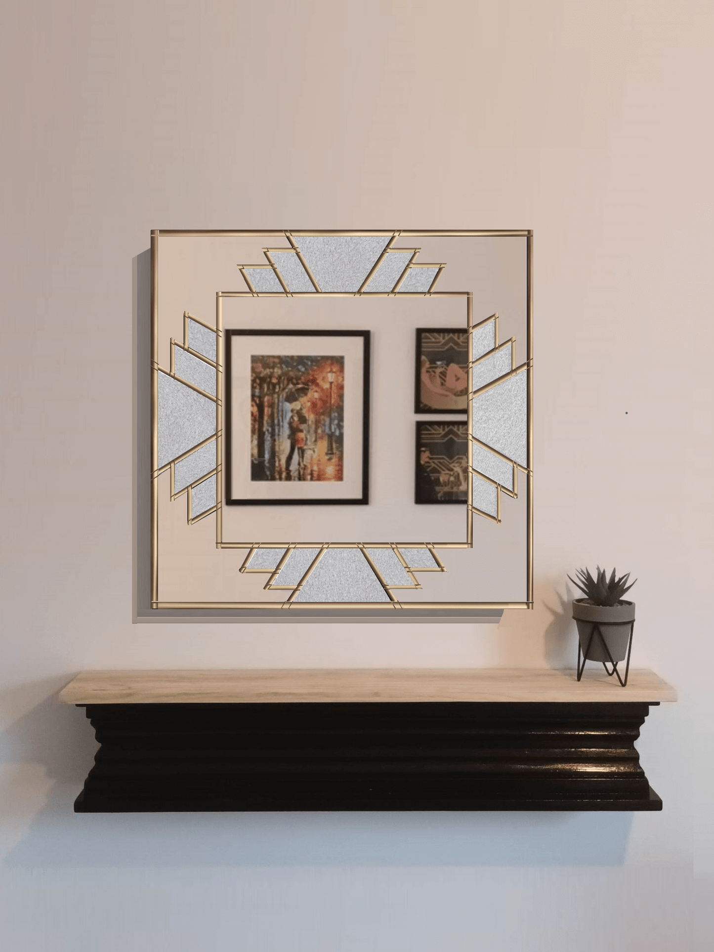 Extra Large Over Mantle Art Deco Wall Mirror