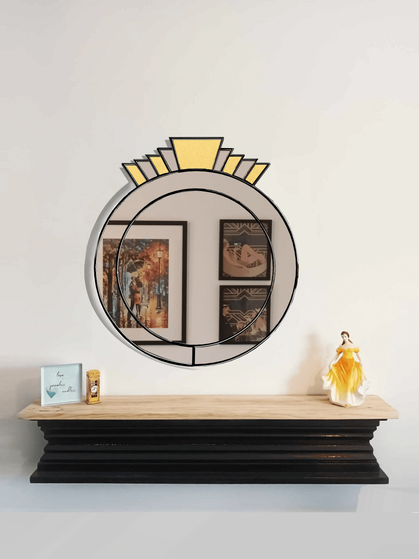 Round Gold Extra Large Art Deco Mirror