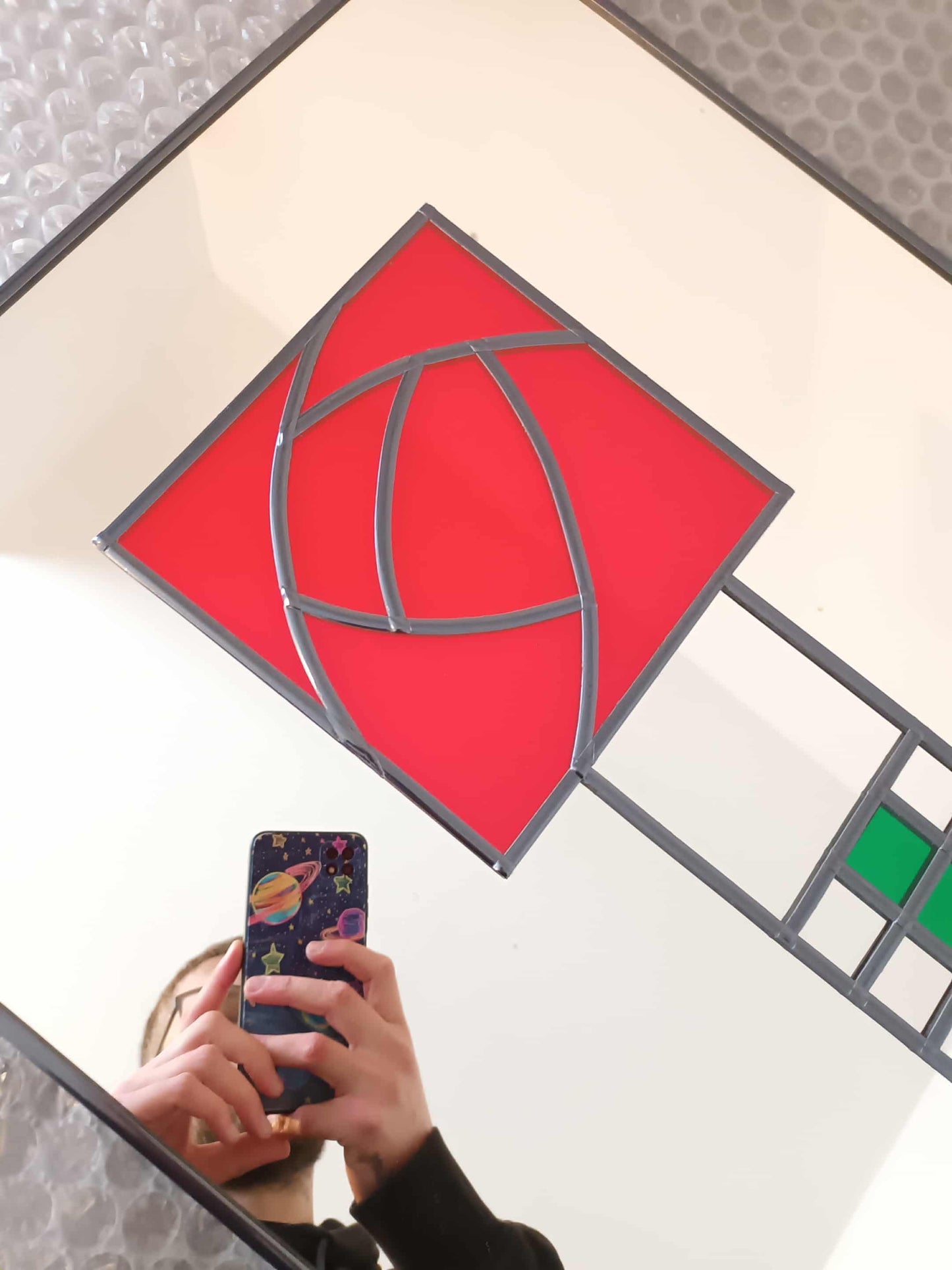 Mackintosh Wall Mirror stained glass style
