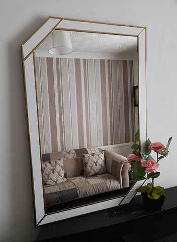 white and gold mirror frame handcrafted  