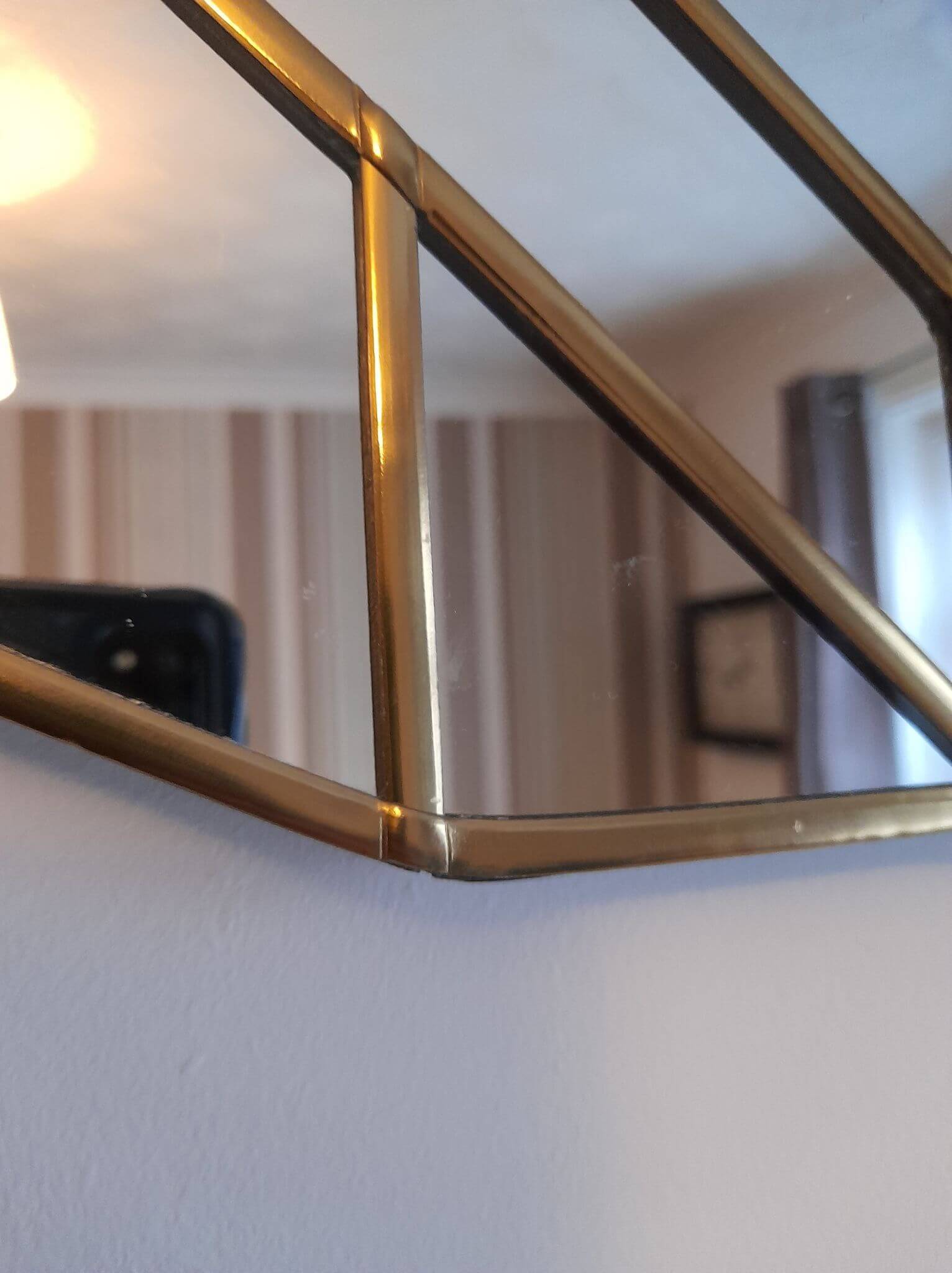Handmade leaded gold art deco mirror