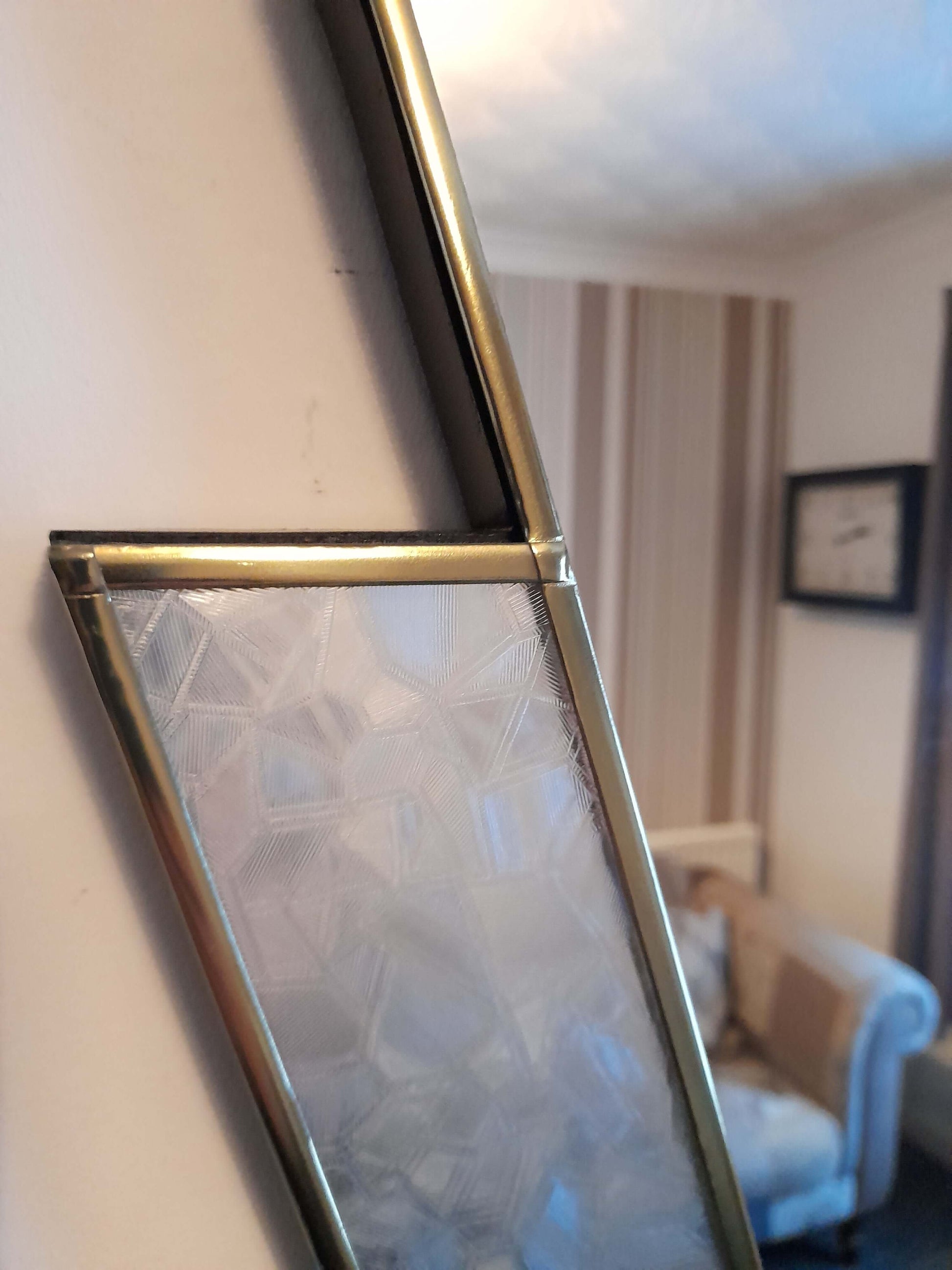 Stain Glass Brass Art Deco Mirror 