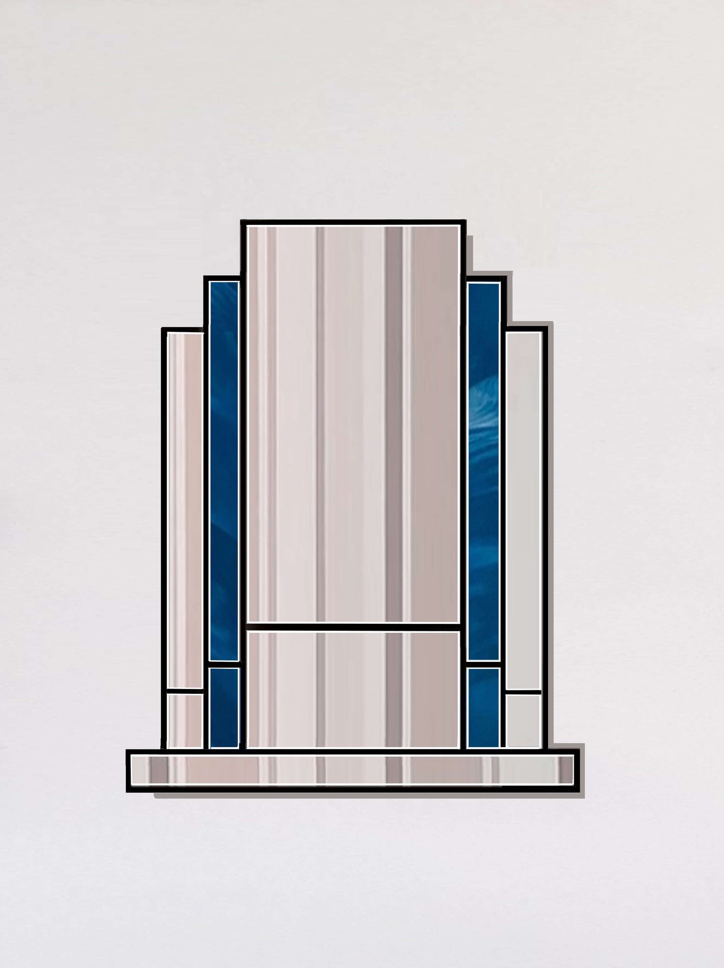 Blue stain glass art deco wall mirror