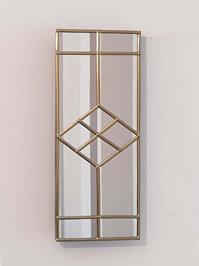 Art Deco Mirror Finished in Brass Trim