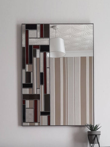Statemant art deco stained glass mosiac style large handmade wall mirror
