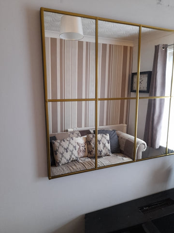 handcrafted gold window mirror