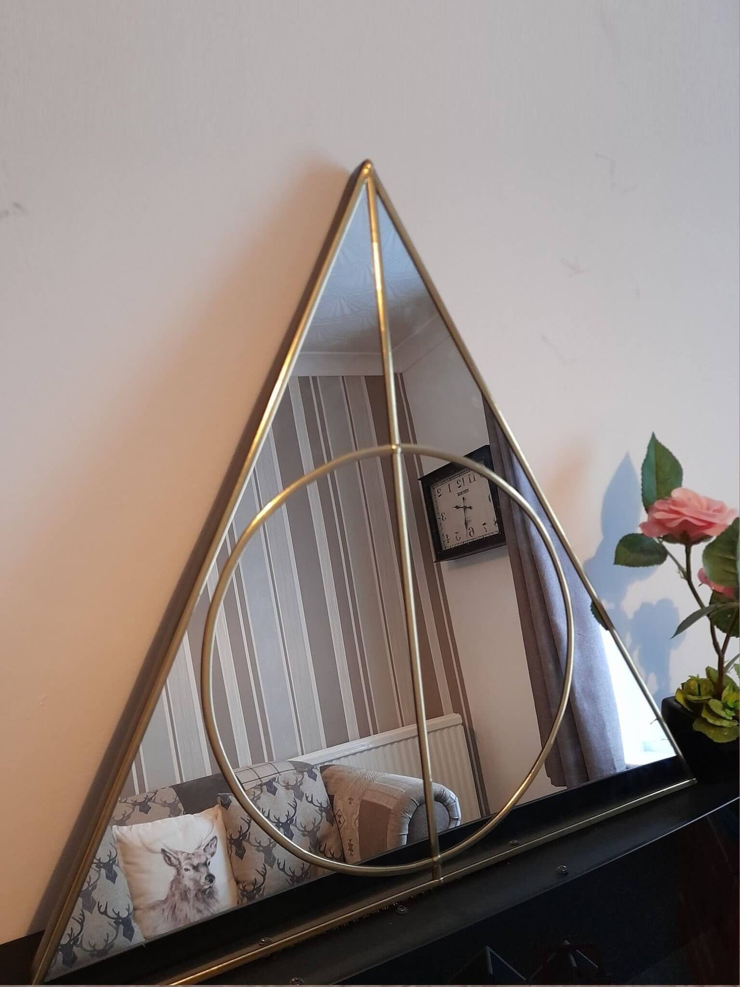 Handcrafted gold triangle mirror