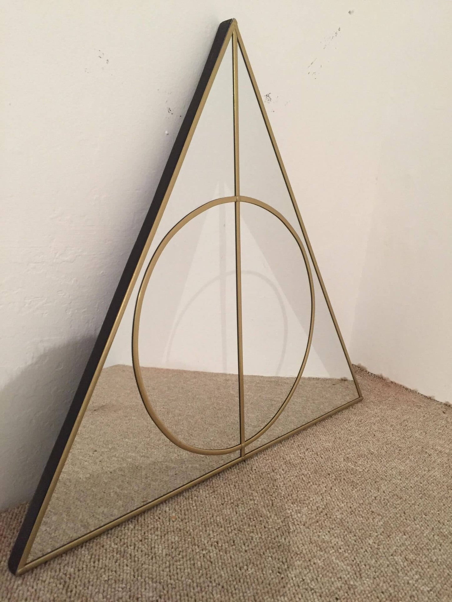 Handcrafted triangle circle mirror